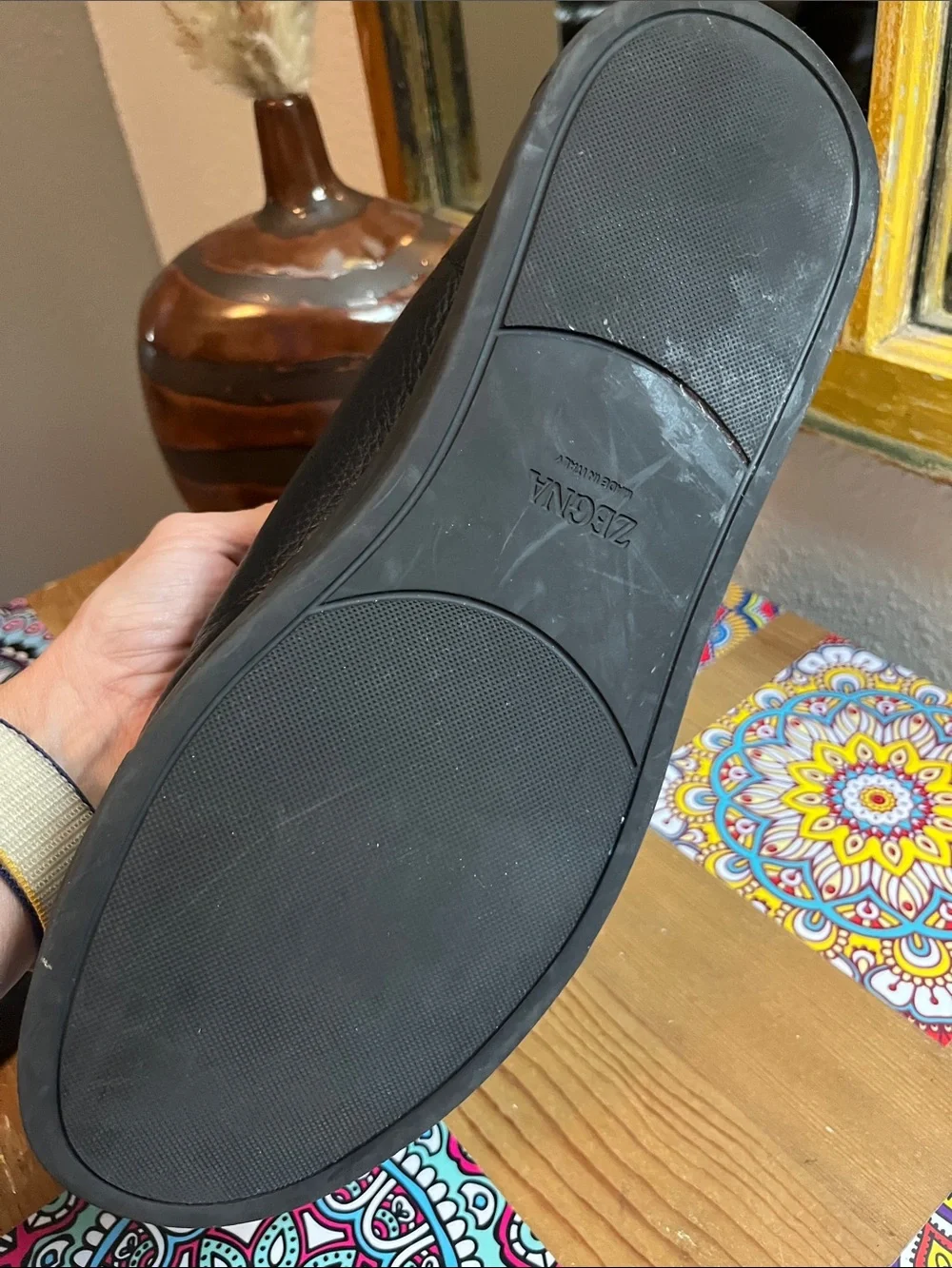 Zegna Triple Stitch Deerskin Leather Slip-On Sneaker size 11US men’s